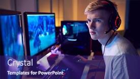  Presentation with gaming - Slides with teenage-boy-wearing-headset-gaming background and a navy blue colored foreground