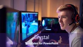  Presentation with gaming - PPT theme having teenage-boy-wearing-headset-gaming background and a navy blue colored foreground