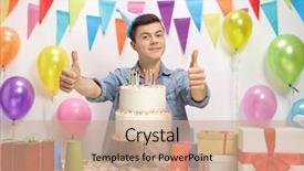  Presentation with birthday boy - Amazing slide set having teenage boy with a birthday backdrop and a soft green colored foreground