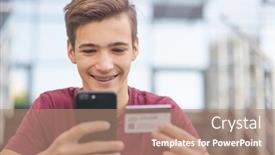  Presentation with purchasing - Slides enhanced with teenage-boy-with-a-credit background and a coral colored foreground