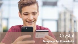  Presentation with purchasing - Slides consisting of teenage-boy-with-a-credit background and a coral colored foreground