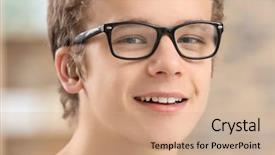  Presentation with hearing aid - PPT layouts consisting of teenage boy with hearing aid background and a  colored foreground