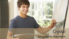  Presentation with teenage - Cool new PPT theme with teenage boy working on painting backdrop and a  colored foreground