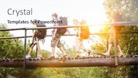  Presentation with forest bridge - Colorful presentation theme enhanced with teenage-boys-and-girls backdrop and a cool aqua colored foreground