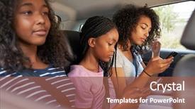  Presentation with family teens and children - Slide deck enhanced with teenage children using digital devices background and a tawny brown colored foreground