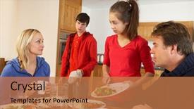  Presentation with teenage - PPT theme with teenage clearing up after family background and a  colored foreground