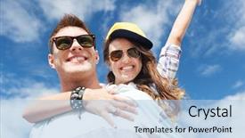  Presentation with holidays - Presentation theme having teenage concept - teenagers having fun background and a light blue colored foreground