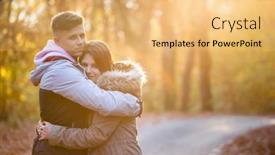  Presentation with sharing love - Colorful slide set enhanced with teenage-couple-in-love-sharing backdrop and a yellow colored foreground