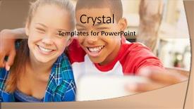  Presentation with teenage brain - Beautiful theme featuring boy friend - teenage couple sitting on bench backdrop and a coral colored foreground