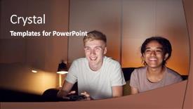  Presentation with teenage - Theme with teenage-couple-sitting-on-sofa background and a tawny brown colored foreground