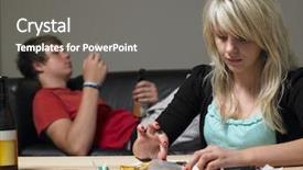  Presentation with drug abuse - Colorful presentation theme enhanced with teenage couple taking drugs backdrop and a gray colored foreground