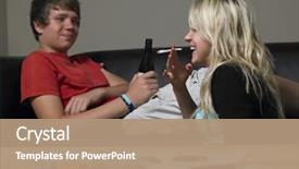  Presentation with drug abuse - Presentation theme having teenage couple taking drugs background and a coral colored foreground
