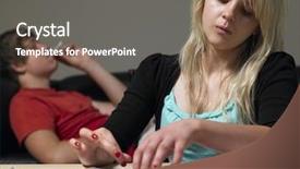  Presentation with drug abuse - Presentation theme featuring teenage couple taking drugs background and a gray colored foreground