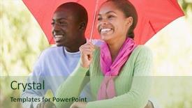  Presentation with under umbrella - Presentation enhanced with teenage couple under an umbrella outside background and a mint green colored foreground