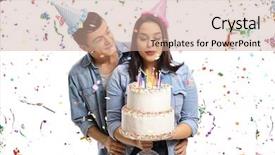  Presentation with birthday cake - PPT layouts enhanced with teenage couple with a birthday background and a  colored foreground