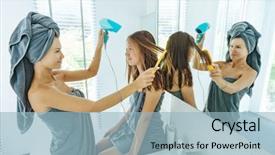  Presentation with mother child - PPT layouts having teenage dauhter making everyday routine background and a light blue colored foreground