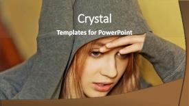  Presentation with teenage - Amazing PPT theme having teenage depressed woman sitting backdrop and a violet colored foreground