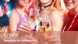  Presentation with champagne - Amazing slide set having teenage drinking - beautiful girls clink glasses backdrop and a coral colored foreground
