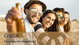  Presentation with fun - Presentation theme consisting of teenage drinking - group of friends background and a  colored foreground