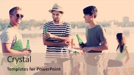  Presentation with rest - Presentation theme having teenage drinking - happy friends on rest background and a coral colored foreground