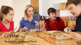  Presentation with teenage - Audience pleasing slides consisting of teenage family having argument whilst backdrop and a yellow colored foreground