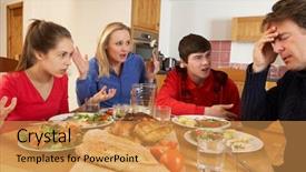  Presentation with teenage - Amazing PPT theme having teenage family having argument whilst backdrop and a yellow colored foreground