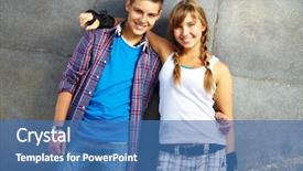  Presentation with teens - Cool new presentation design with teenage fashion - couple of happy teens looking backdrop and a  colored foreground