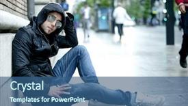  Presentation with urban - Cool new slides with teenage fashion - young attractive man in urban backdrop and a  colored foreground