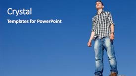  Presentation with man on top of mountain - Beautiful theme featuring teenage fashion - young casual man on top backdrop and a  colored foreground