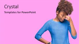  Presentation with frustration - Slide set featuring teenage feelings - beautiful young african american woman background and a white colored foreground