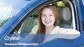  Presentation with learning - PPT layouts having teenage female driving student learning background and a ocean colored foreground