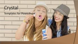  Presentation with soap - Presentation theme consisting of teenage firends playing with soap background and a  colored foreground