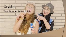  Presentation with soap sparkling air bubbles - Presentation theme featuring teenage firends playing with soap background and a  colored foreground