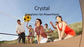  Presentation with beach volleyball - PPT layouts featuring teenage friends playing volleyball background and a light blue colored foreground
