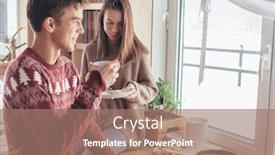  Presentation with weekend - Colorful slide set enhanced with chalet - teenage friends spending winter weekend backdrop and a coral colored foreground