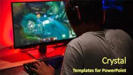  Presentation with video game - Audience pleasing slides consisting of teenage gamer boy playing video backdrop and a wine colored foreground