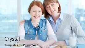  Presentation with girl teens - Audience pleasing presentation design consisting of teenage girl and her mother backdrop and a  colored foreground