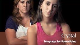  Presentation with sad girl dark - Colorful presentation design enhanced with teenage girl and her mother backdrop and a red colored foreground