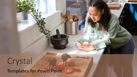  Presentation with teenage girl - Slides with teenage-girl-at-home and a coral colored foreground