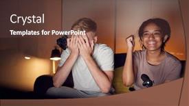  Presentation with teenage girl - Slides having teenage-girl-beating-boy background and a tawny brown colored foreground