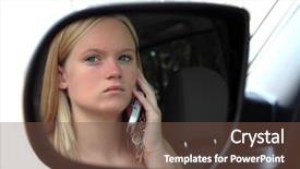  Presentation with girl teens - Beautiful slides featuring teenage girl calling for assistance backdrop and a tawny brown colored foreground