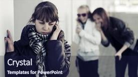  Presentation with sad teen - Slide set featuring teenage girl calling background and a navy blue colored foreground