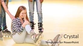  Presentation with roller skating - Colorful slide set enhanced with teenage girl crying after falling backdrop and a lemonade colored foreground