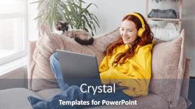  Presentation with social networks - Presentation theme consisting of teenage-girl-dressed-in-yellow background and a ocean colored foreground