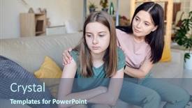  Presentation with relationship - Cool new PPT layouts with teenage-girl-drifting-away-mother backdrop and a ocean colored foreground