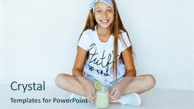  Presentation with girl teens - PPT theme enhanced with teenage girl drinking smoothie shake background and a  colored foreground