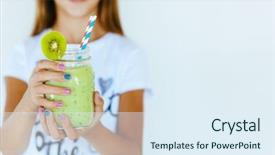  Presentation with girl teens - Amazing slides having teenage girl drinking smoothie shake backdrop and a sky blue colored foreground