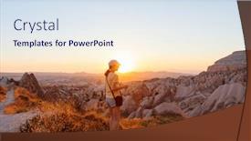  Presentation with cappadocia - Presentation design featuring teenage-girl-enjoying-stunning-sunset background and a sky blue colored foreground