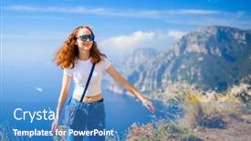  Presentation with teenage girl - Presentation having teenage-girl-enjoying-stunning-view background and a teal colored foreground