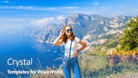  Presentation with trail - Slides having teenage-girl-enjoying-stunning-view background and a teal colored foreground
